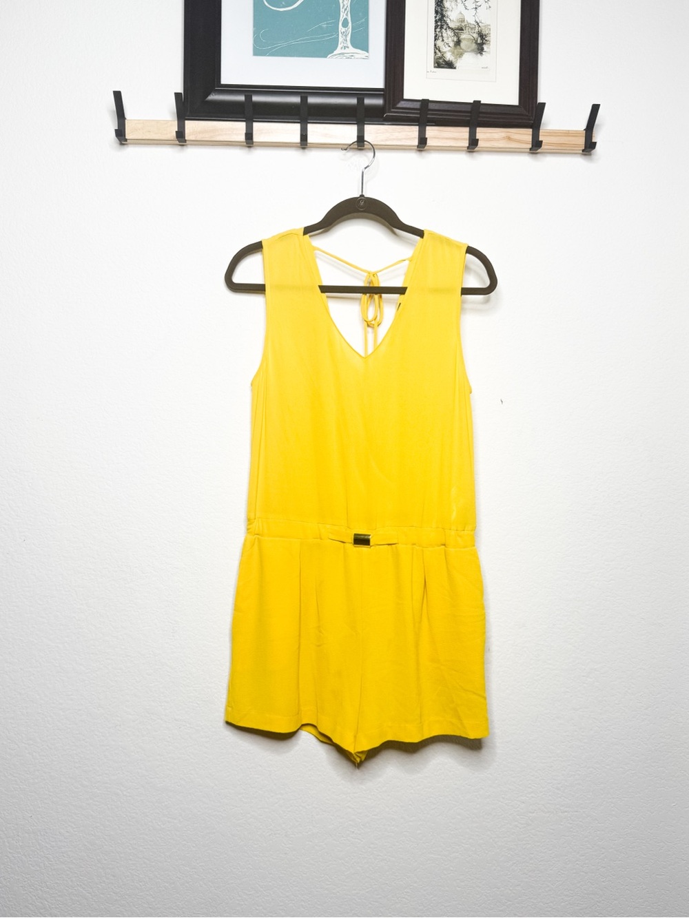 Zara Basic Yellow Sleeveless Romper Fully Lined Size XS